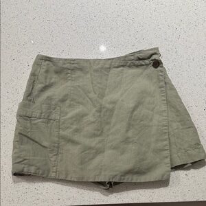 Zara Olive Linen Mini Skort